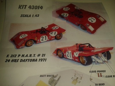 Kit Ferrari 312 P 24 Hrs Daytona 1971 # 21 NART Racing Team - Resin Kit 1:43